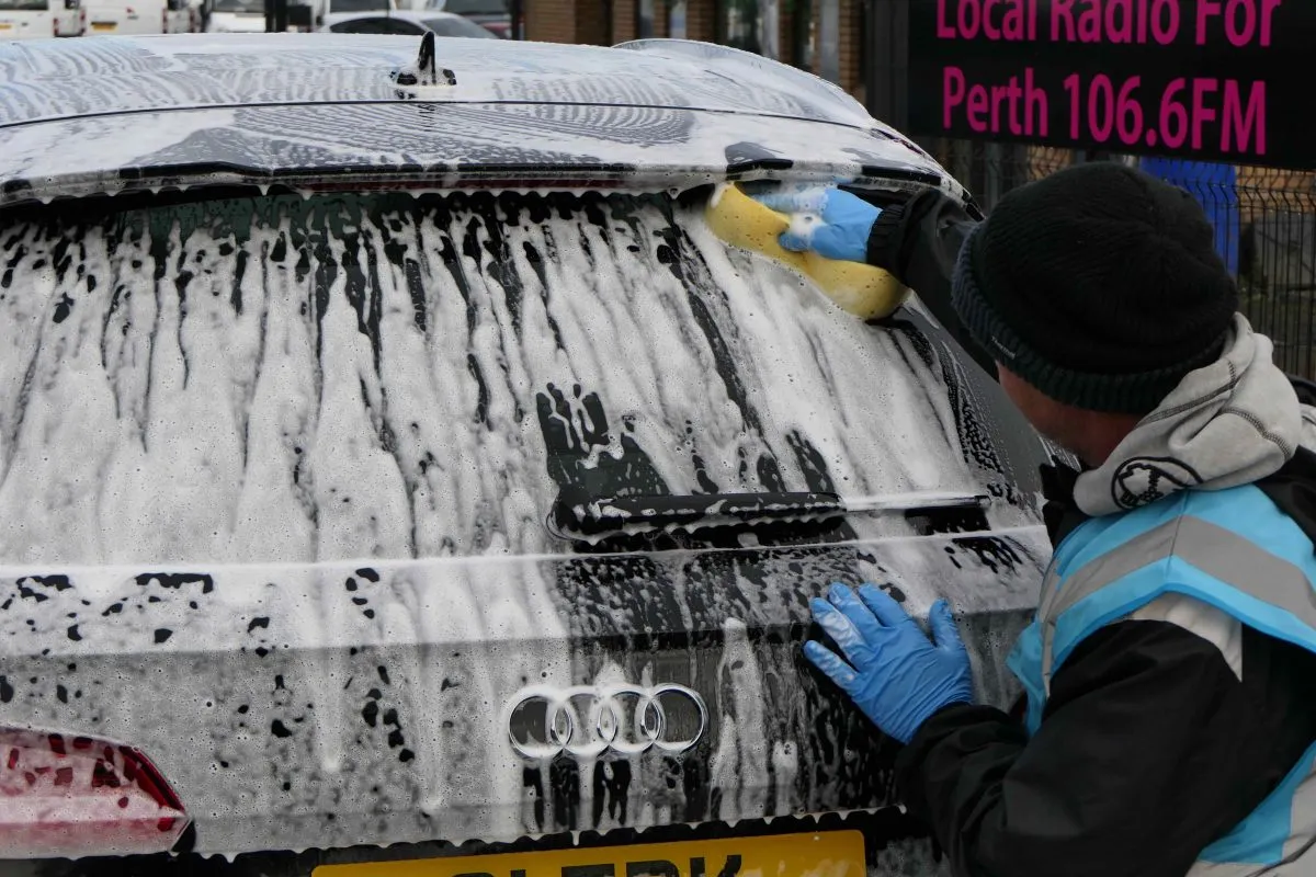 Hand Car Washing close up